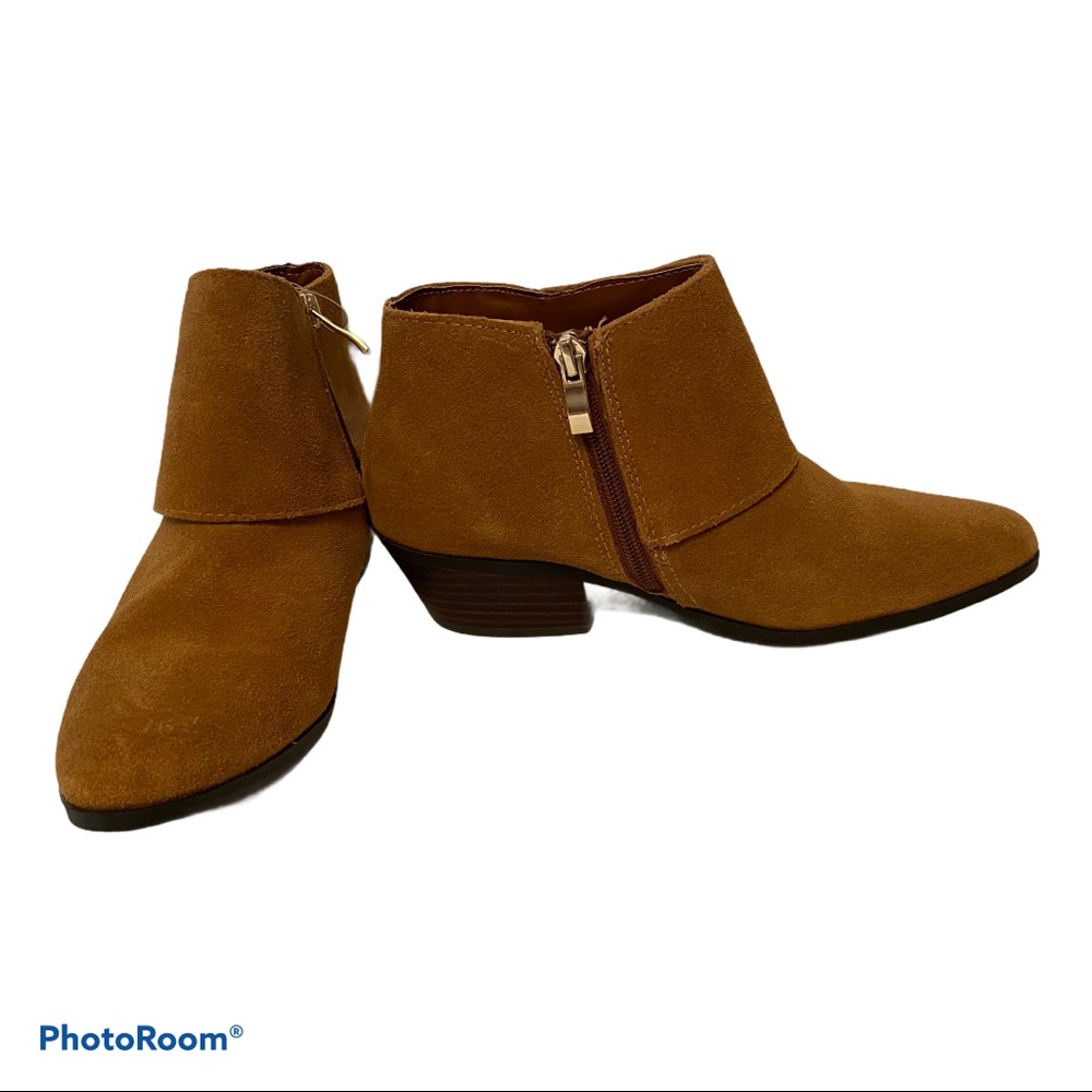 APRI NEW BOOTS ANKLE BOOTIE TAN BROWN SUEDE GALANT SHOES Size 7.5